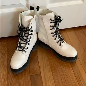 White combat Boots
